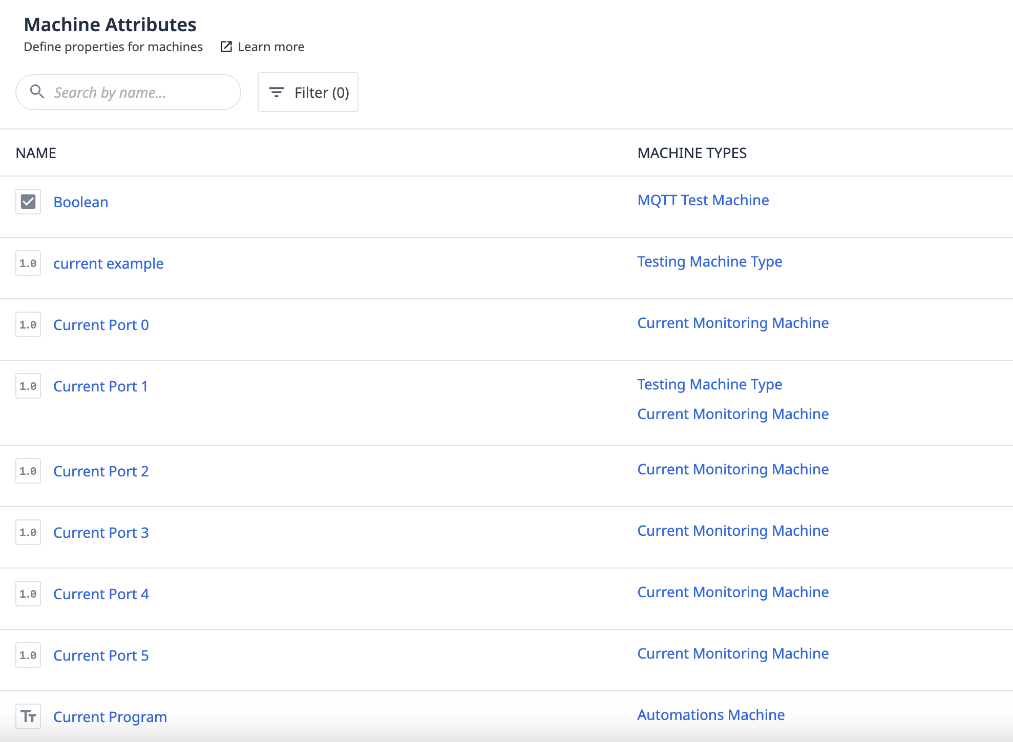 Machine attributes