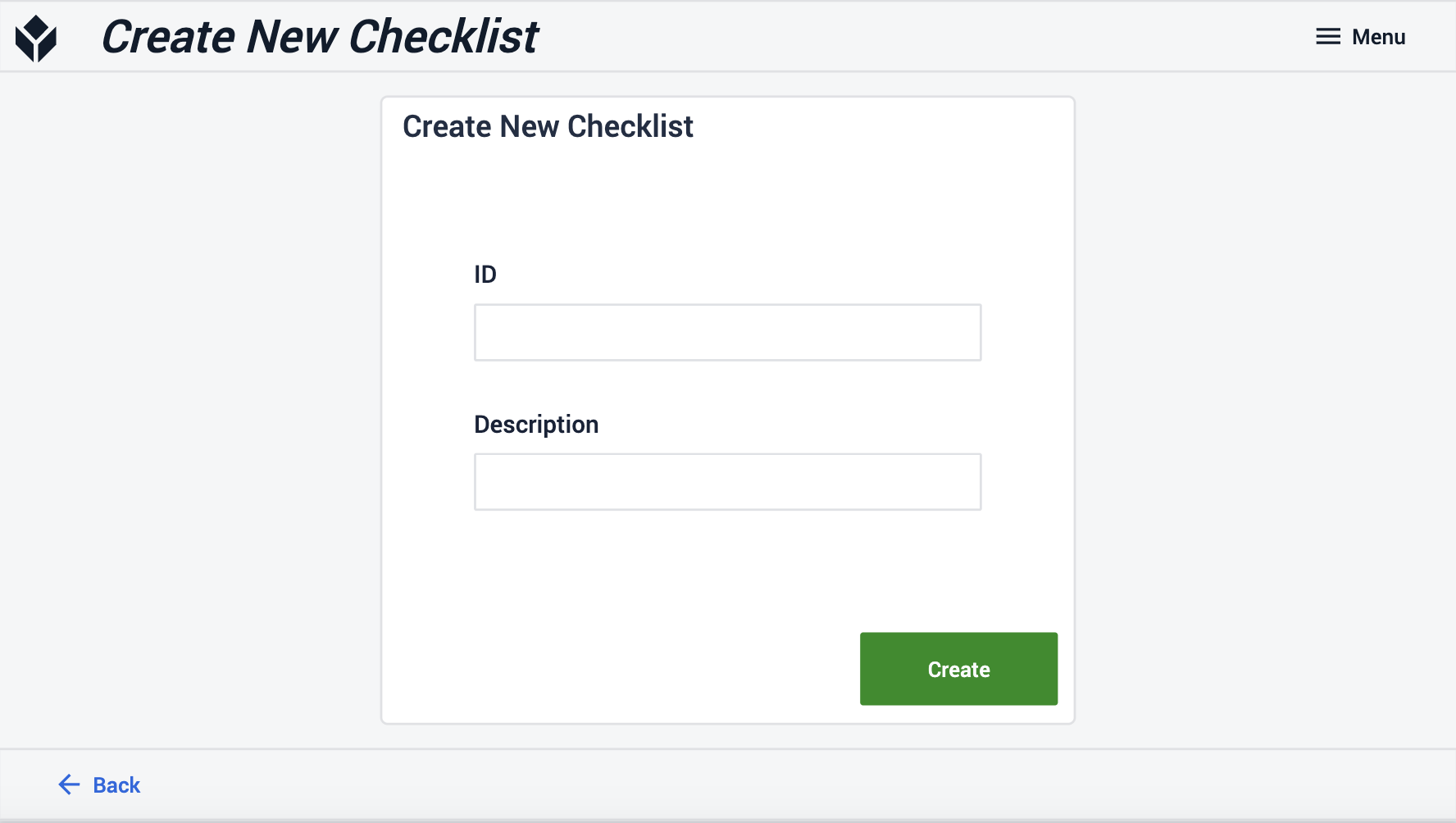 Create New Checklist