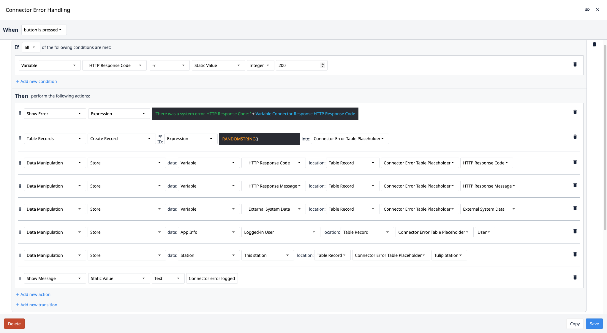 Store Connector Errors to a Response Log