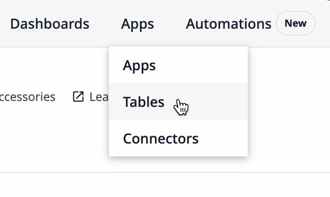Tables tab