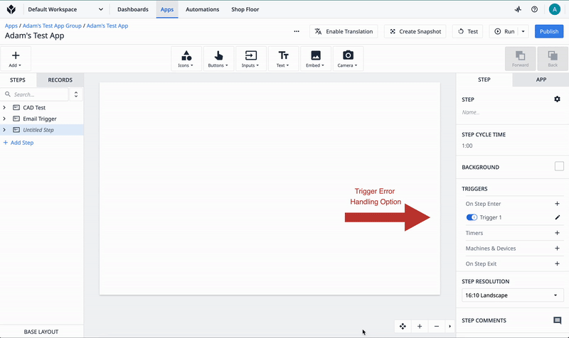 Trigger error handling ex