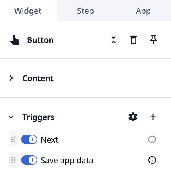 Widget tab triggers