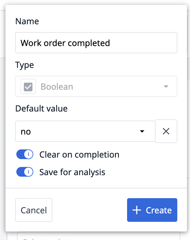 ex data entry work order completed variable