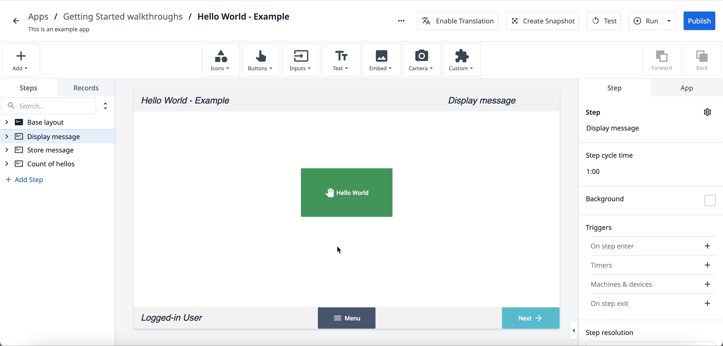 ex first app create new variable