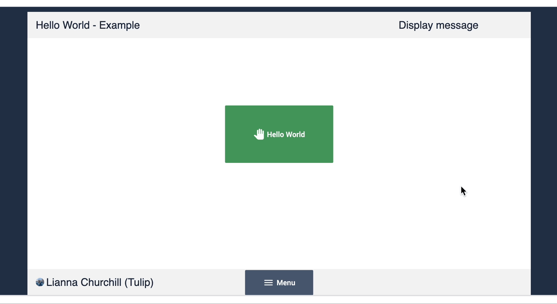 ex first app display hello world message 