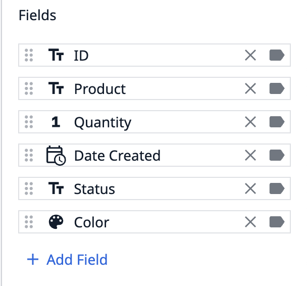 ex first data entry interactive table fields