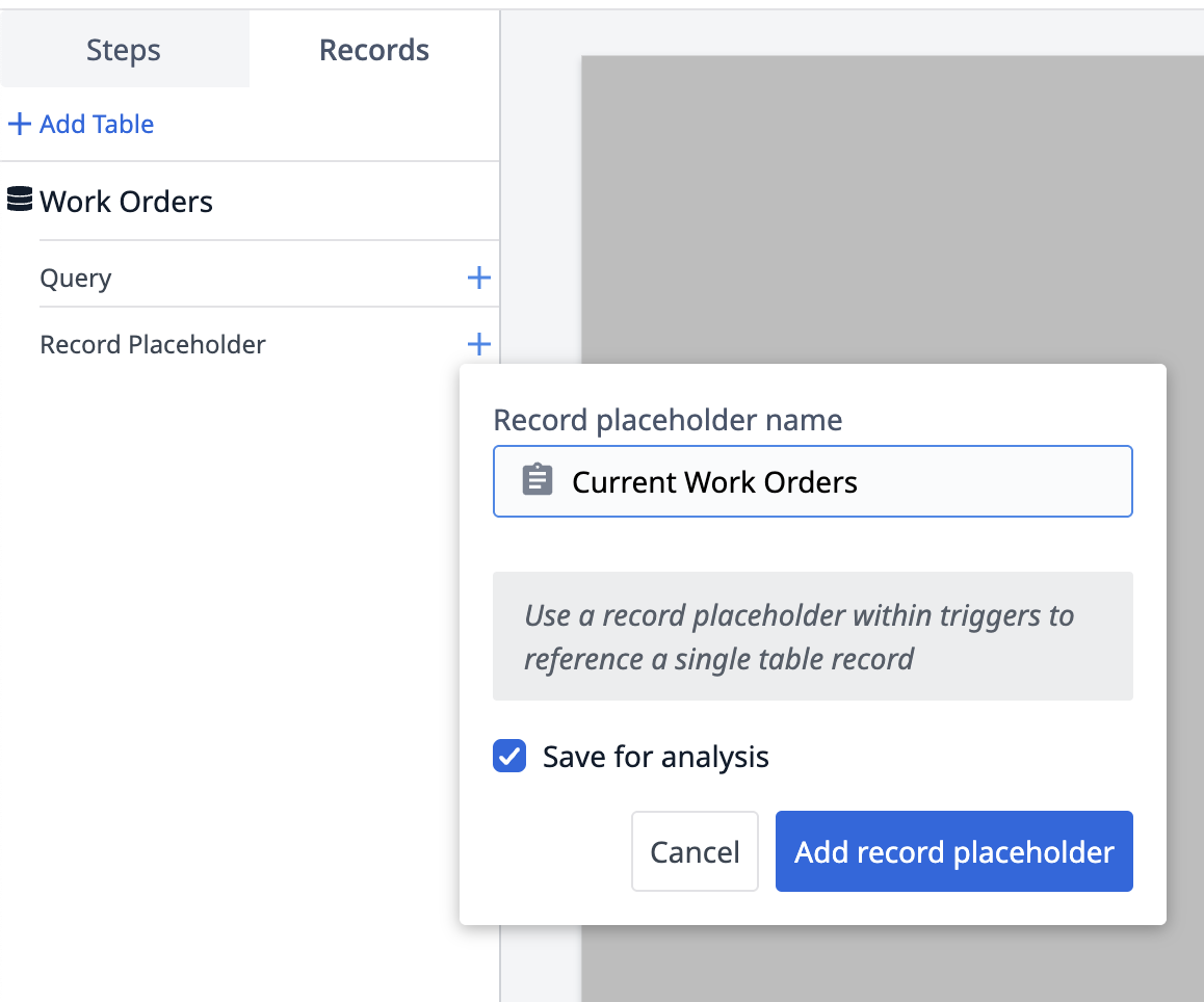 ex first data entry record placeholder