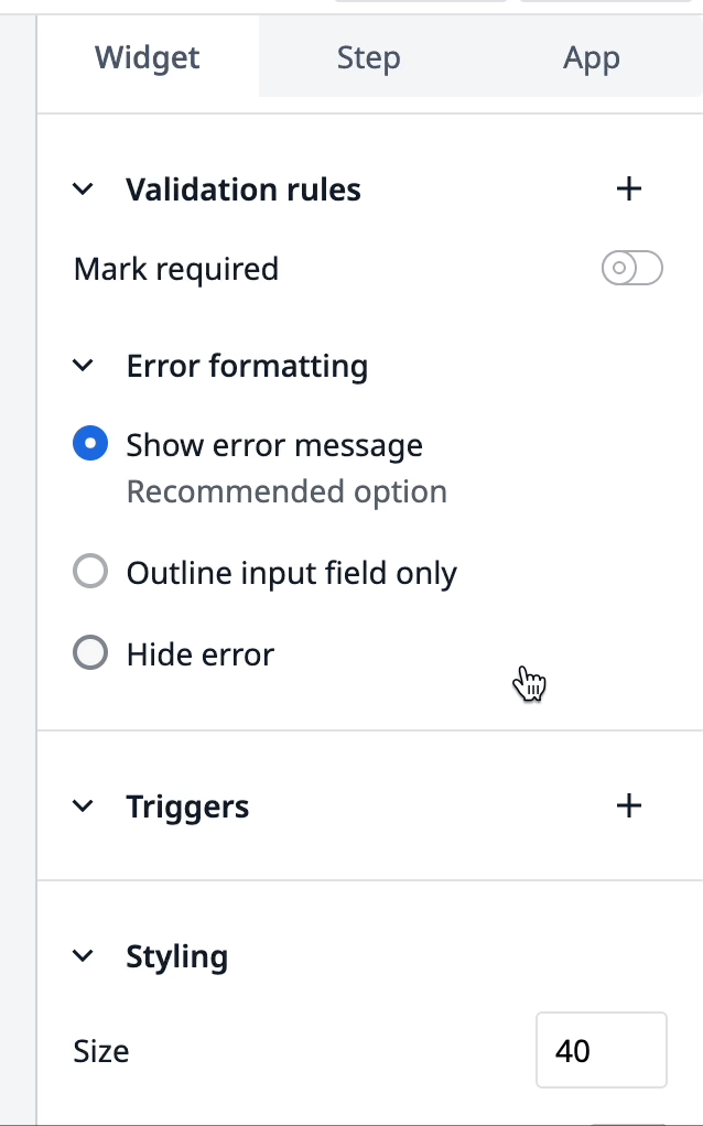 ex first data entry validate quantity input