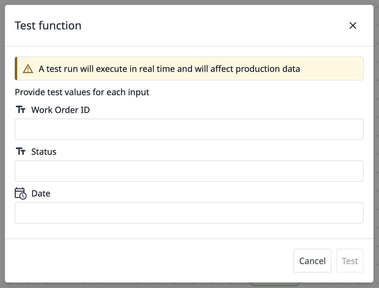 functions test modal