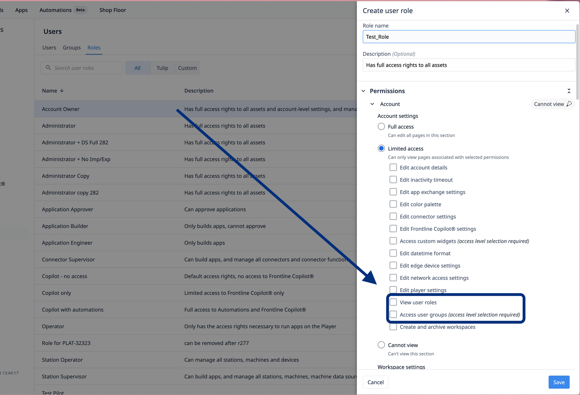 r283 Edit user role segmented permissions