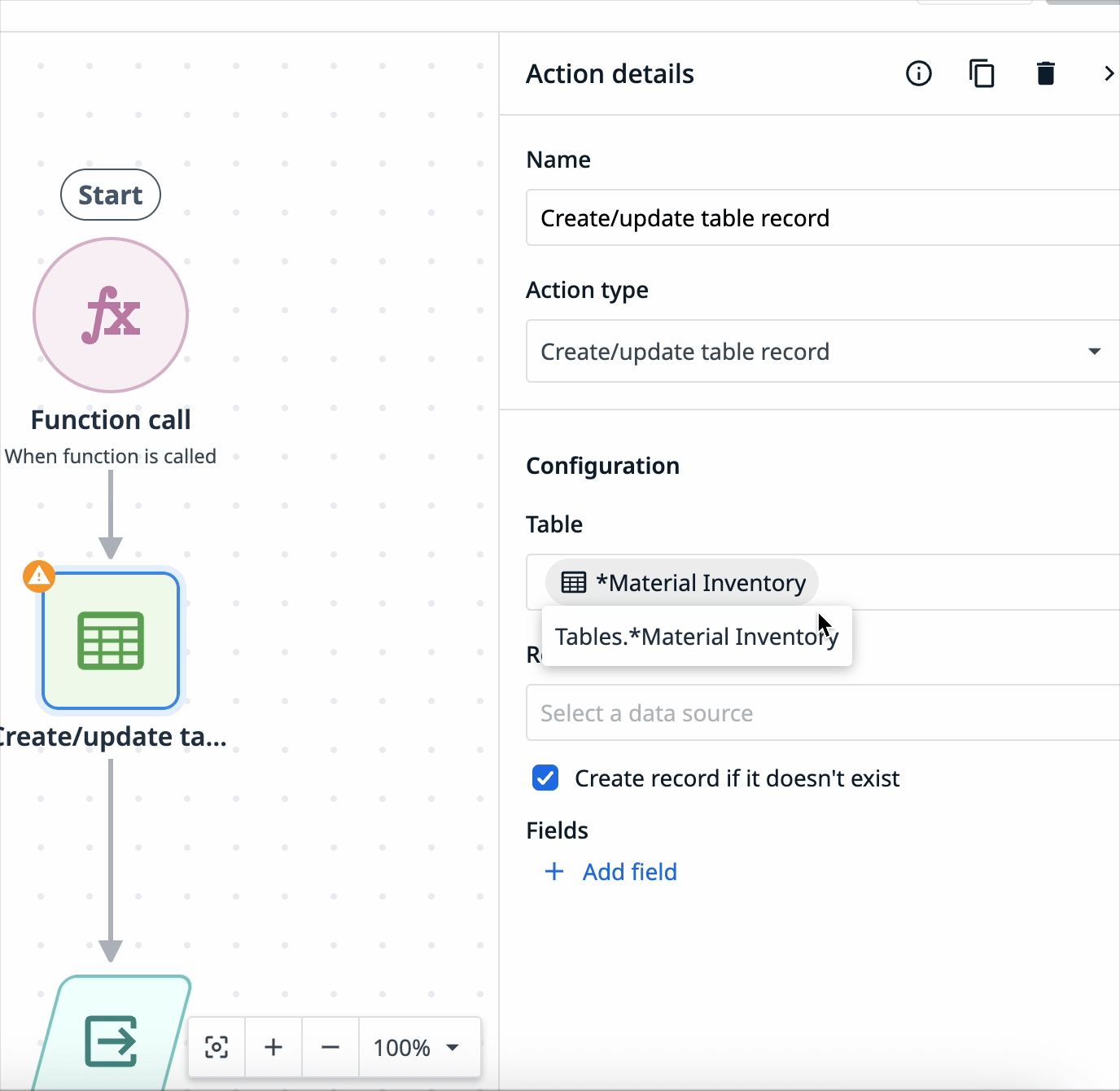 r360 functions table fields select all