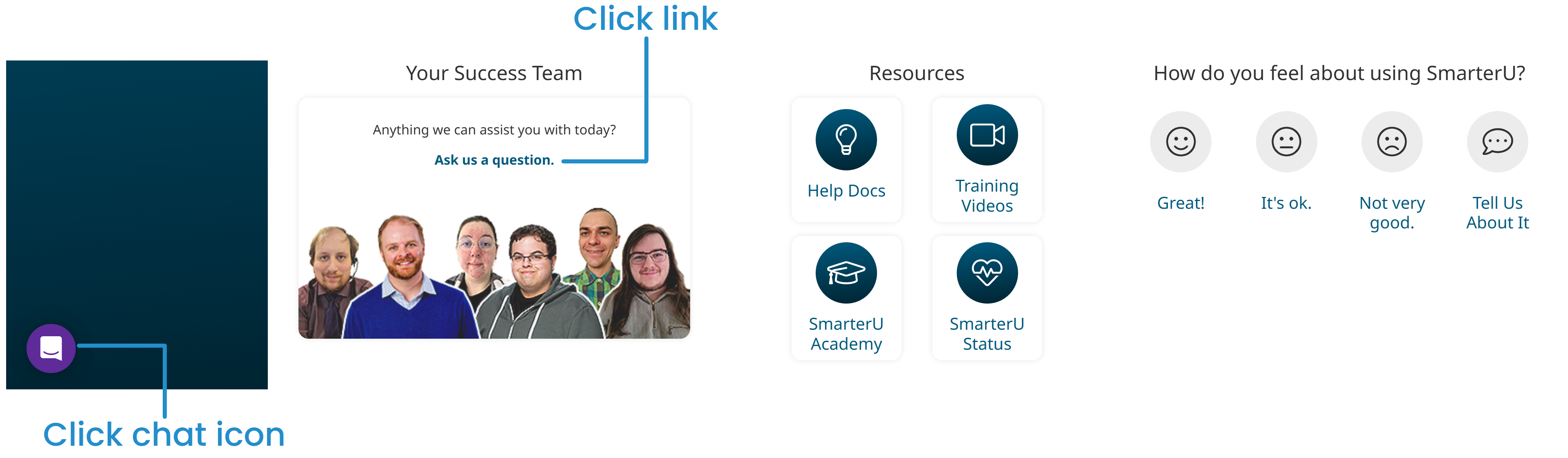 Admin Dashboard - Chat Icon and Ask Us a Question - Labeled 20260119.png