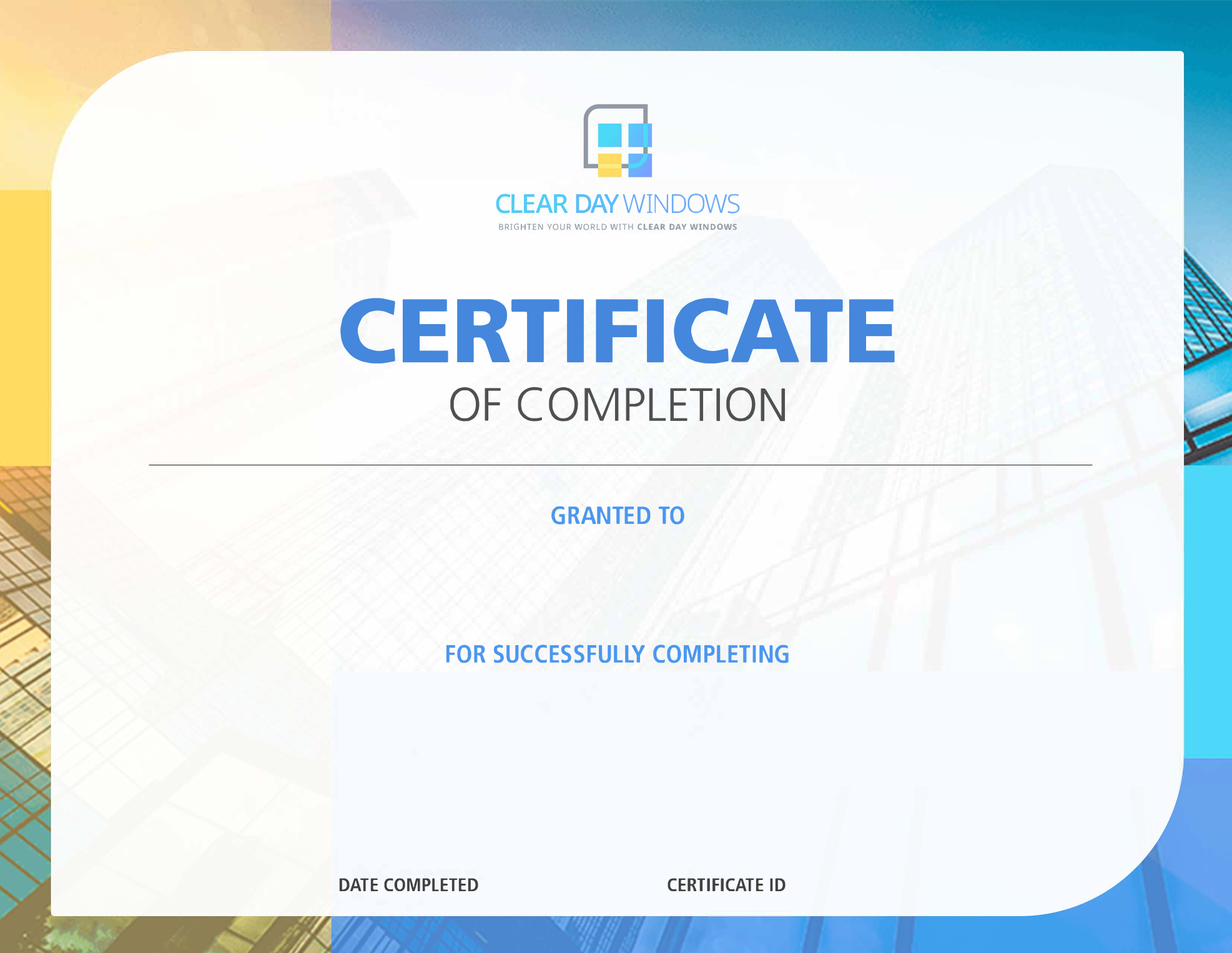 Clear Day Windows - Certificate 20240717