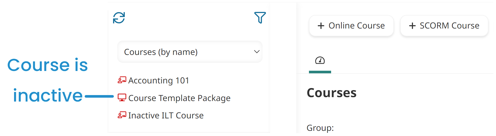 Courses Dashboard - Inactive Course 20240612