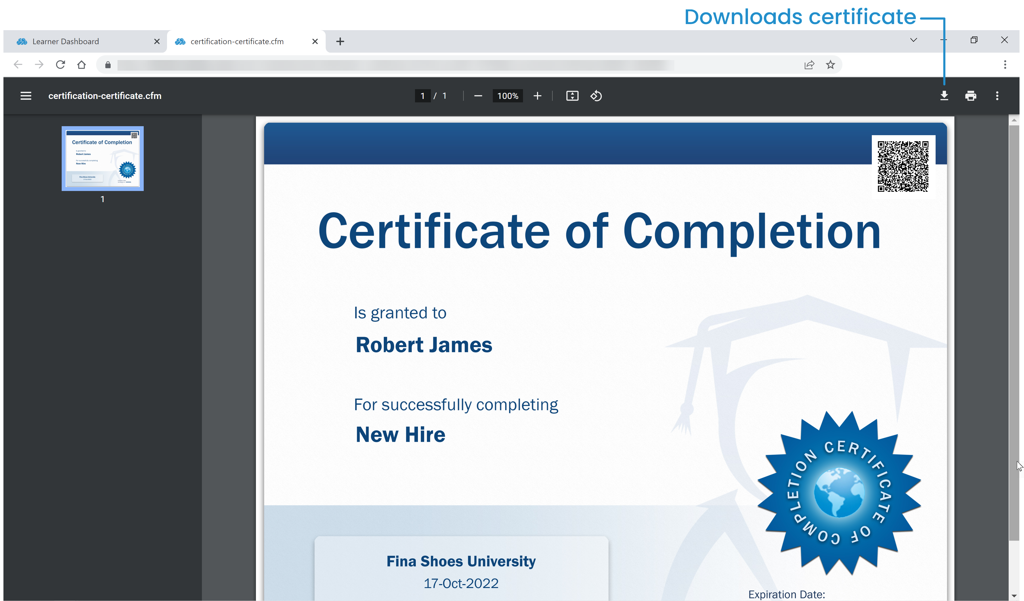 Downloading Certification Certificate 20221221