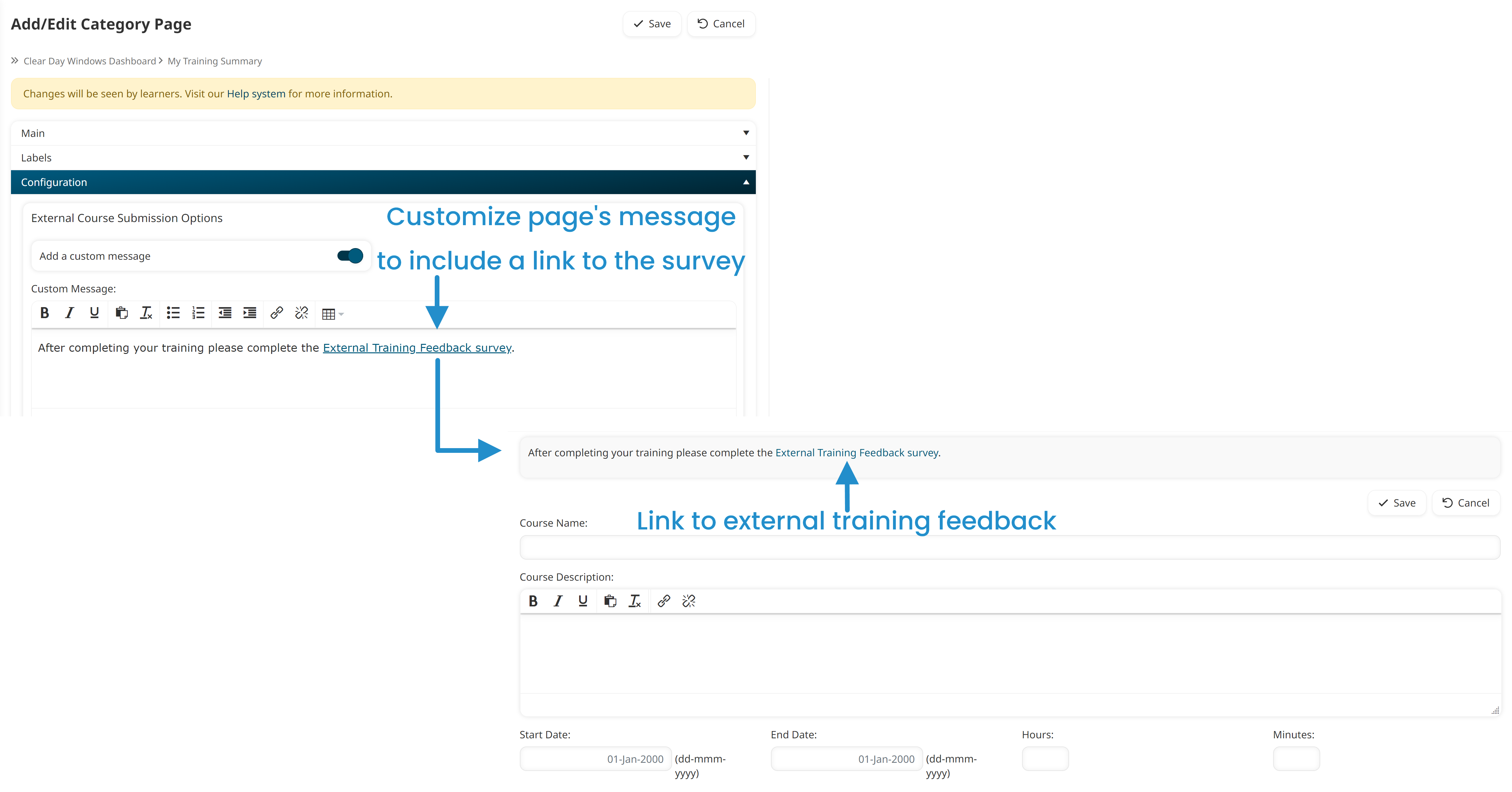 External Training Feedback Message with Link 20240610
