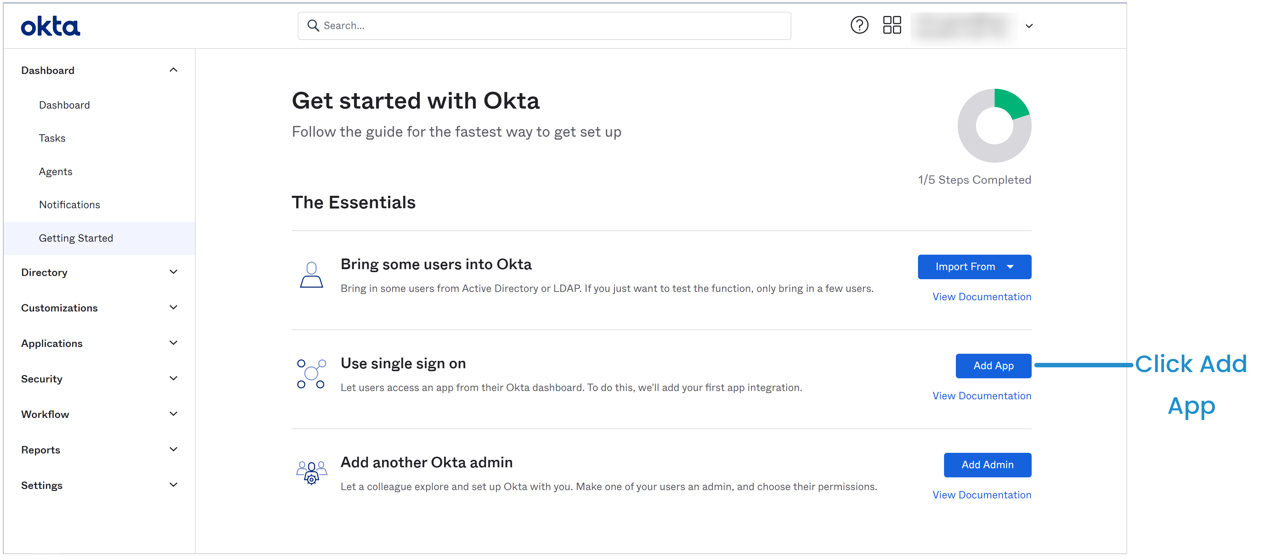 Okta 02 - Add App Button 20220912