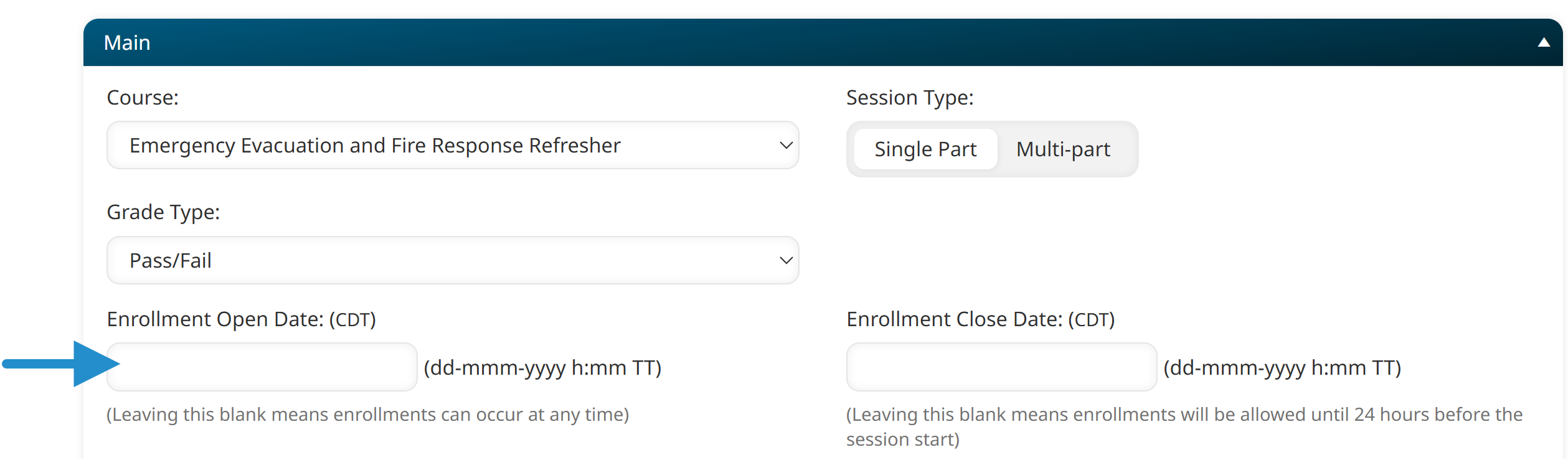 Session Information - Main - Enrollment Open Date Cleared 20260803.png