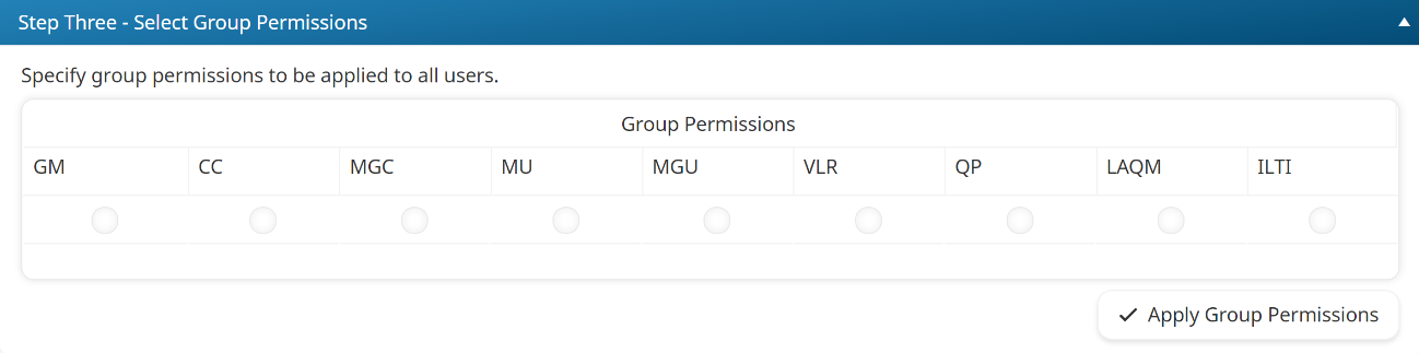 Select Group Permissions