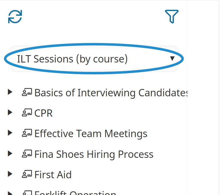 ILT Sessions by Course