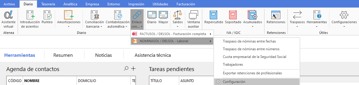 N Configurar El Enlace Contable A Contasol Empresa