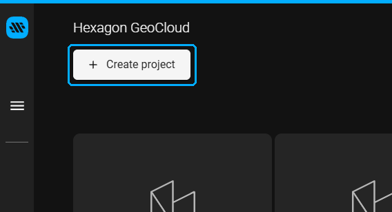 Create project button on the Hexagon GeoCloud project list
