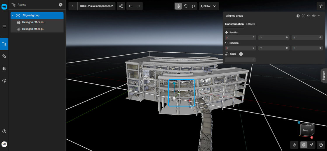Move tool arrows on the aligned group