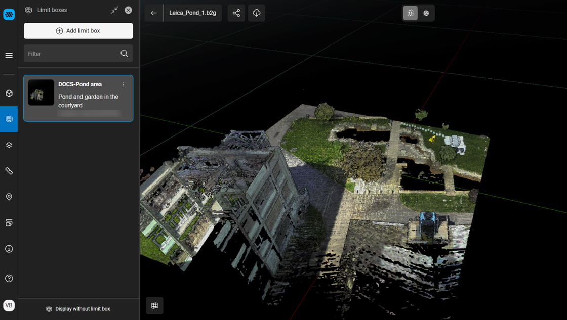Point cloud clipped to the active limit box