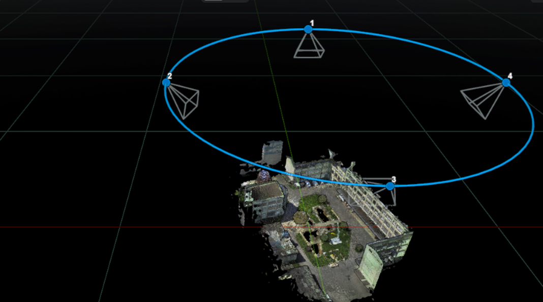 Circle template: circular tour path with 4 viewpoints around the asset