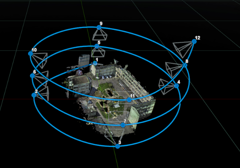 Helix template: helix tour path with 12 viewpoints around the asset