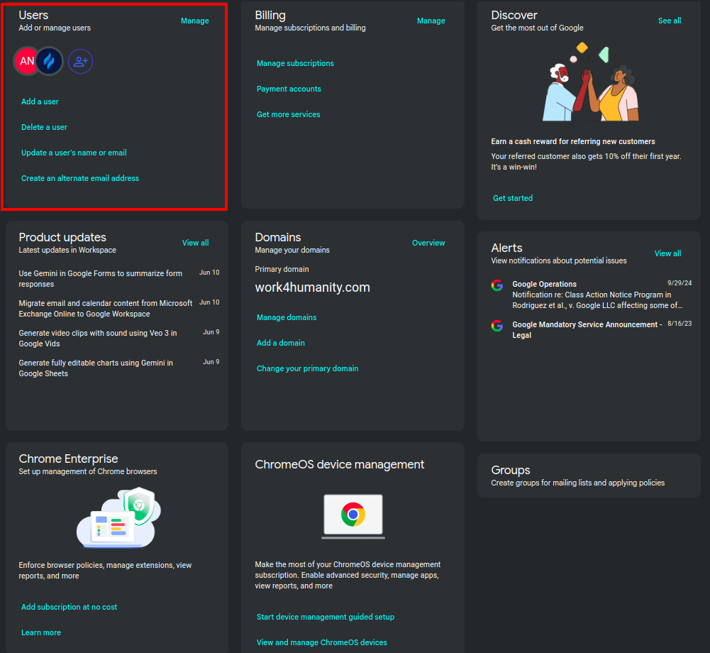 admin console user 2