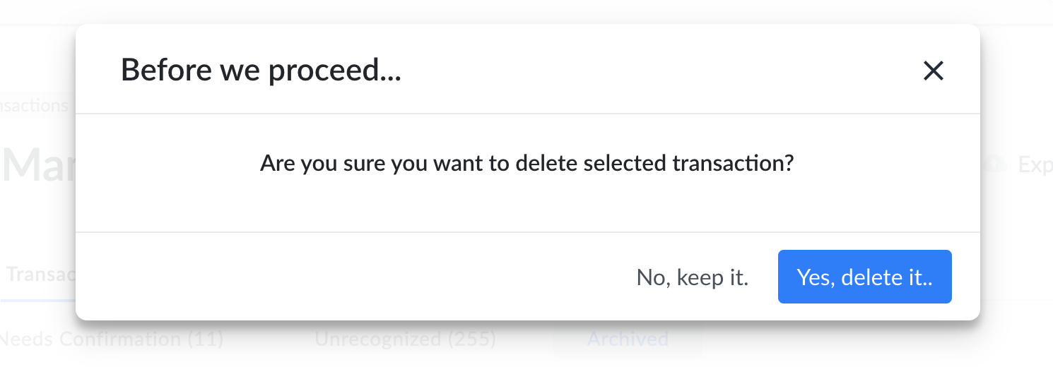 Deleting Transactions