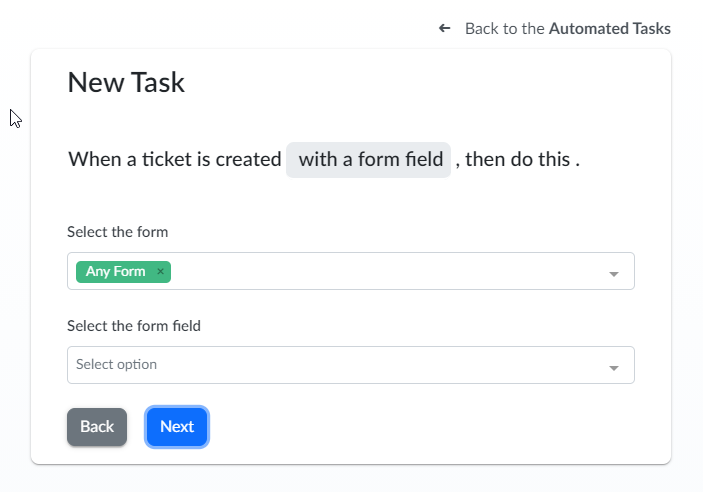 Task Field Selection