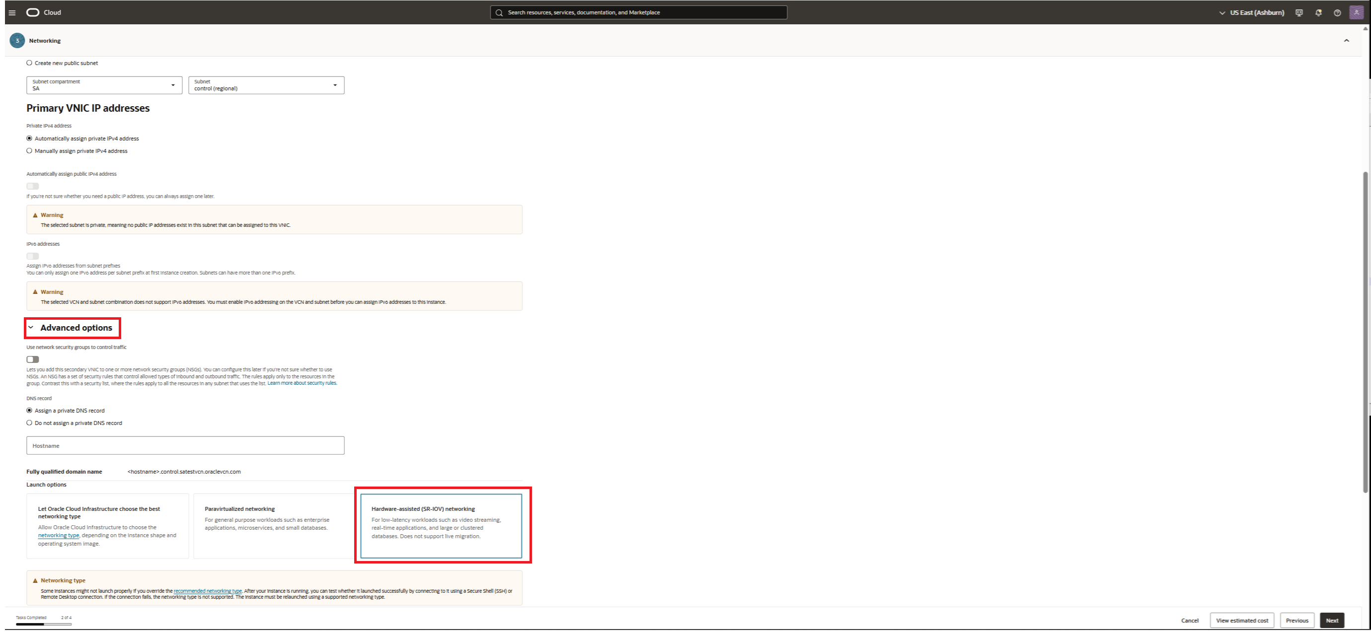 OCI-mkt - Networking- Advanced Options-Hardware-assisted