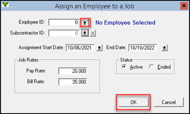 {Assign an employee to a Job Window}