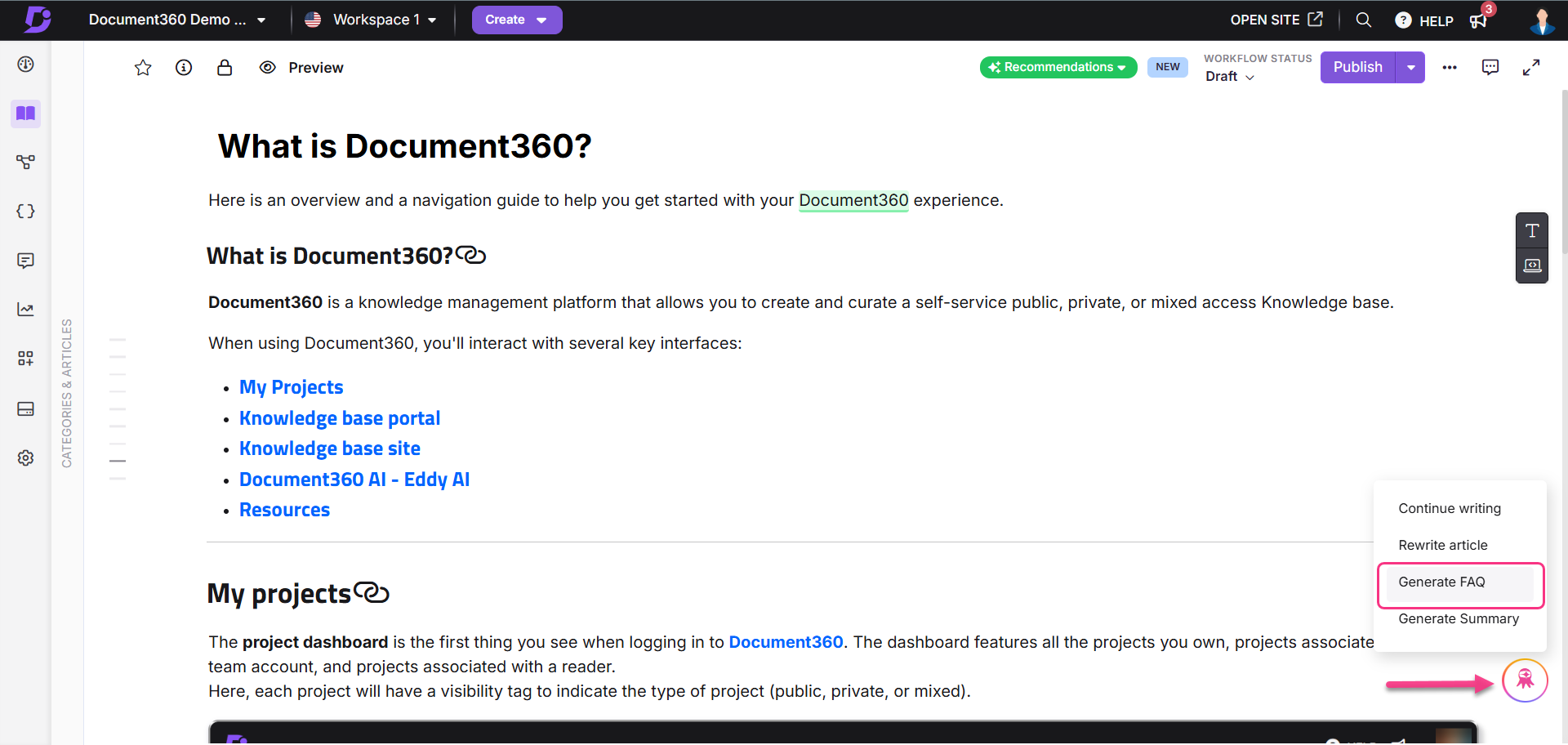 Accessing AI FAQ generator