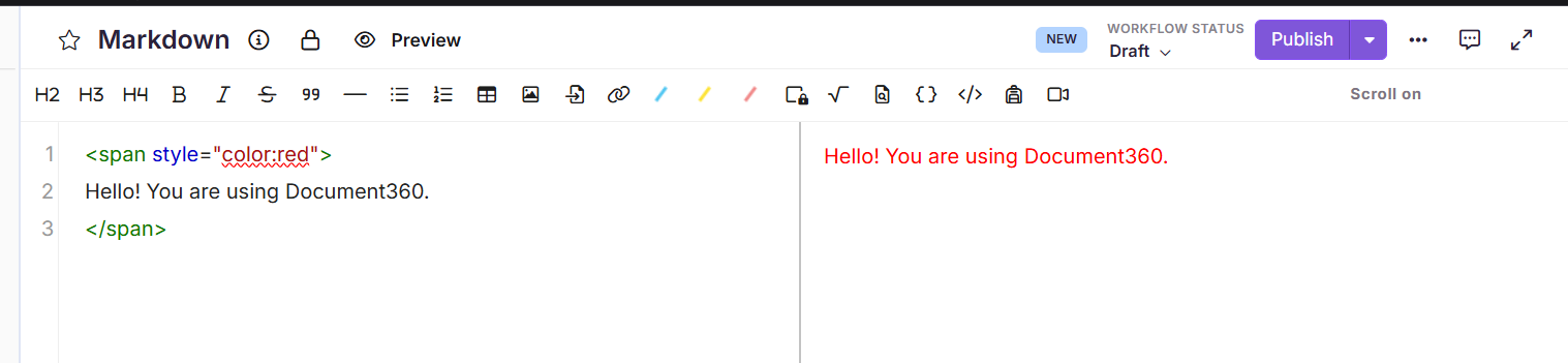 Image showing font color change in Markdown