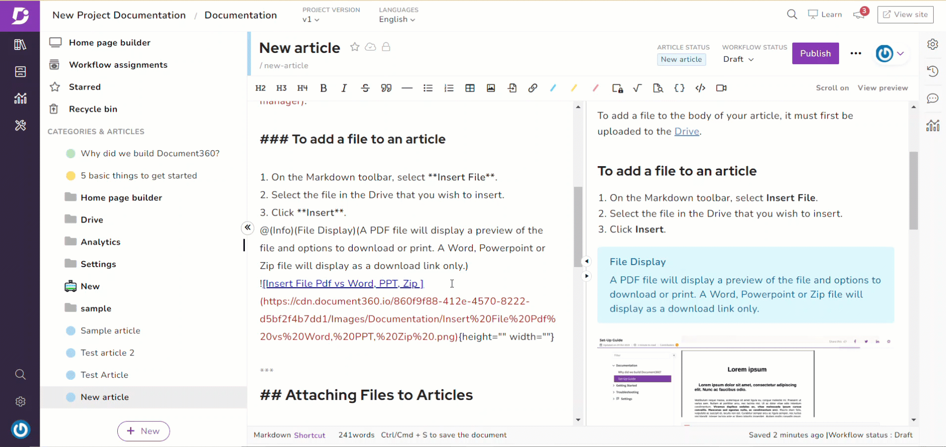 1_Screen_GIF_ add a file to an article