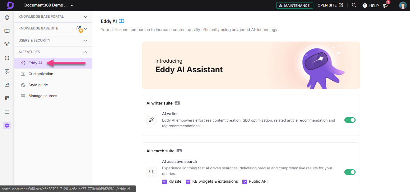Eddy AI Assistant introduction with features for content creation and SEO optimization.