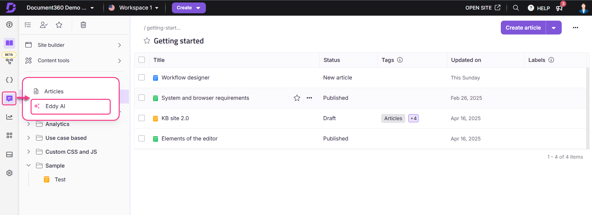 Image showing Eddy feedback manager option