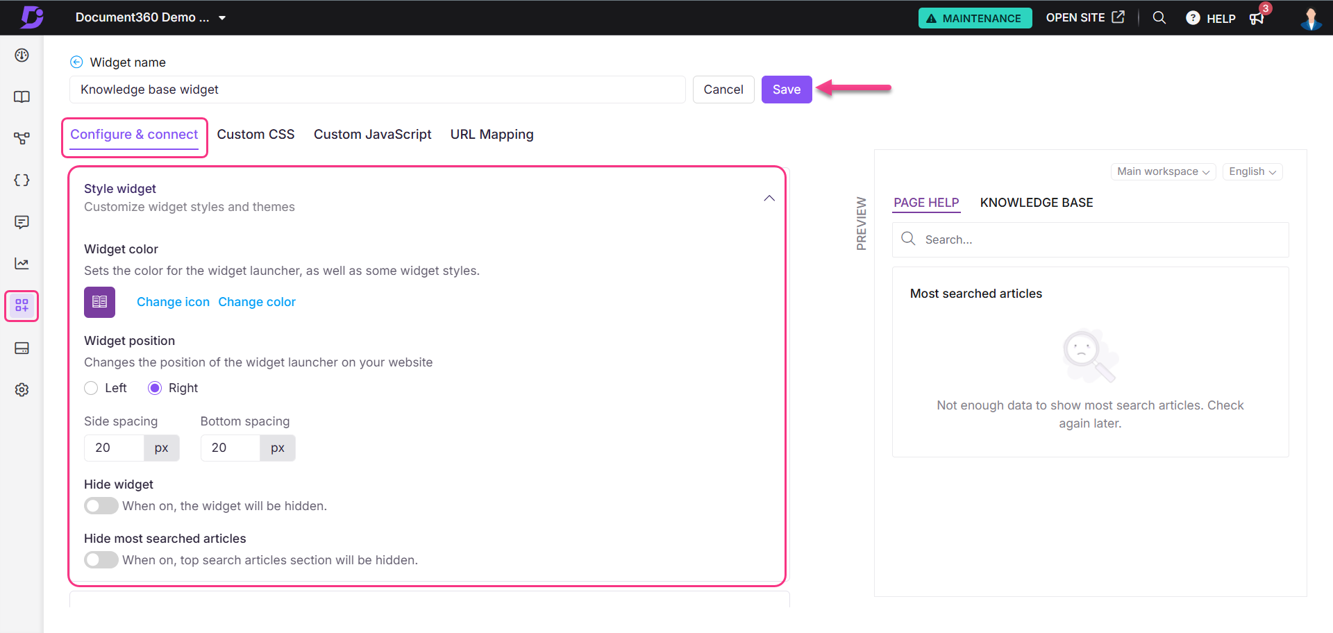 Configuring widget style
