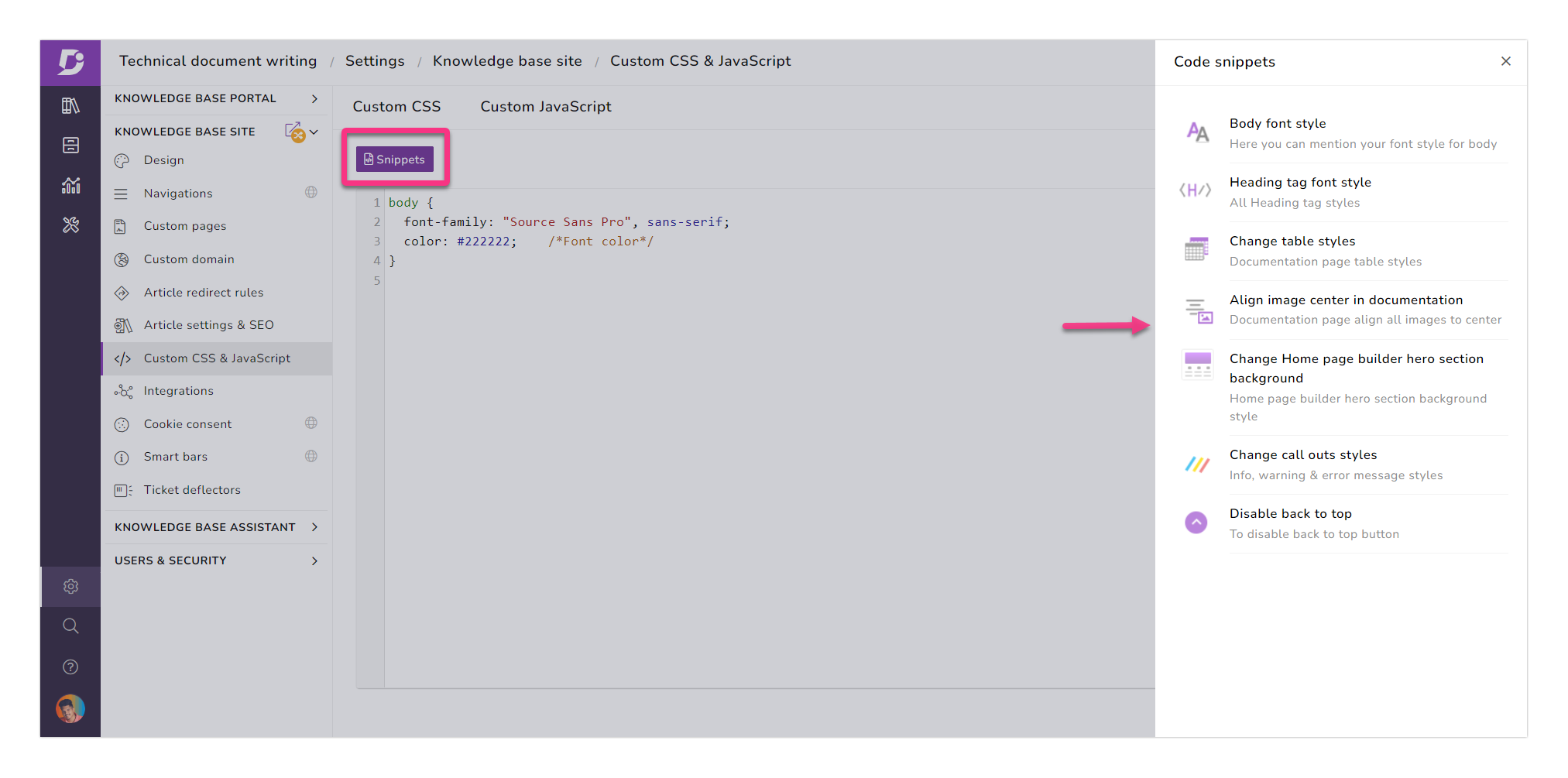 2_Screenshot-Accessing_custom _css_snippets