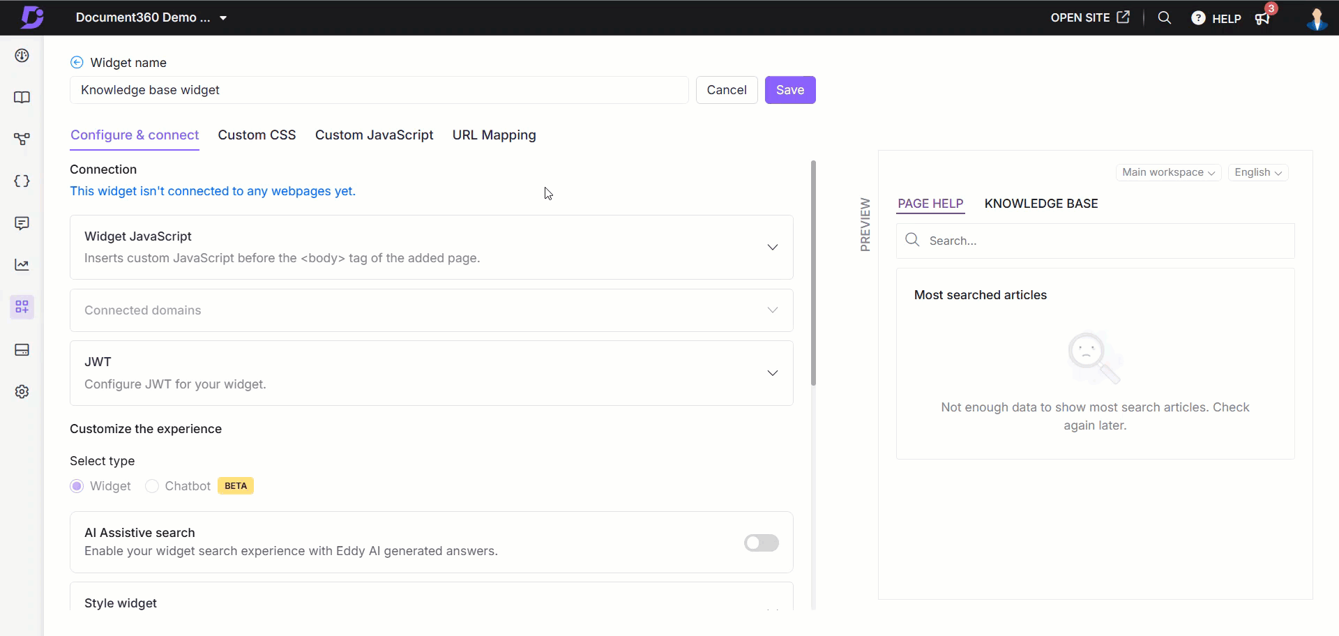 Restricting content access for widget