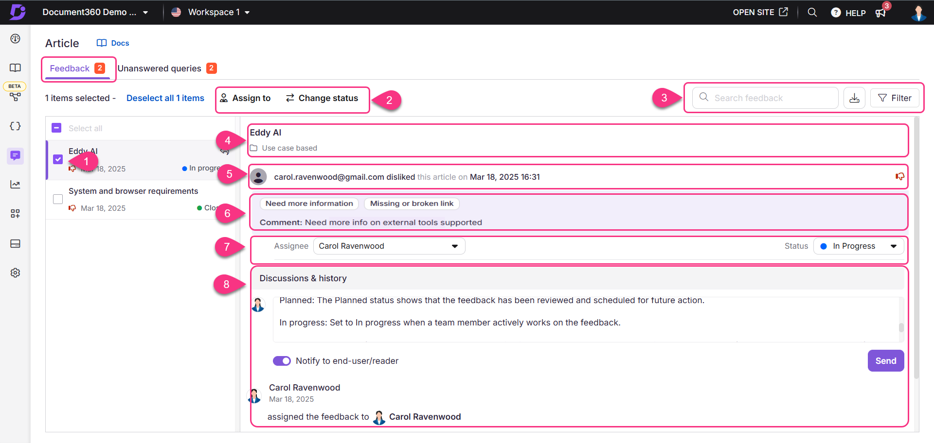Image showing elements of the article feedback tab