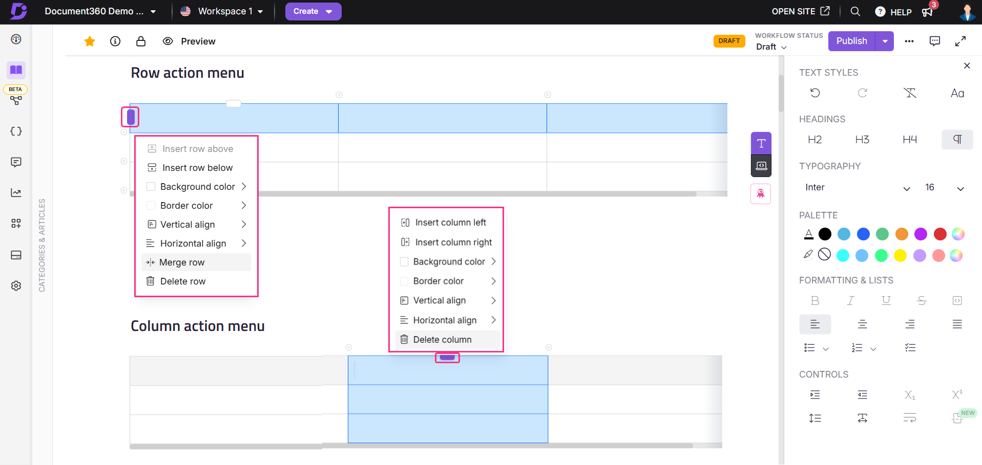 Image showing the row and column functionalities of a table
