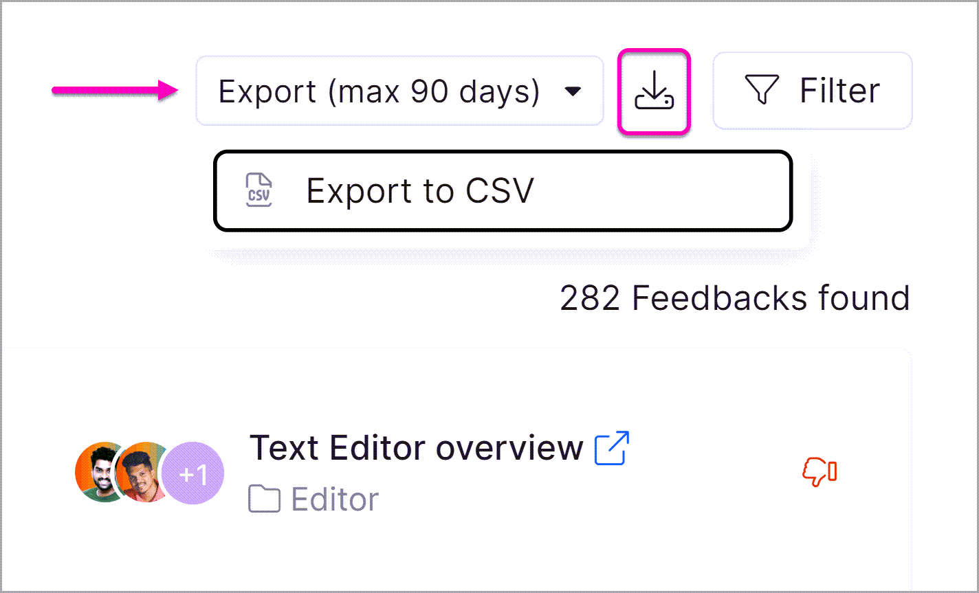 3_Screenshot-Feedback_manager-Article_feedback-Export_as_CSV