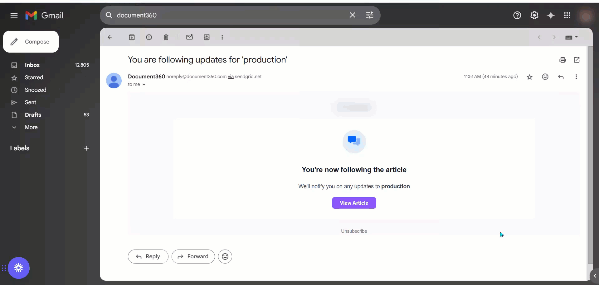 Unsubscribe from the Follow articles and categories Email notifications