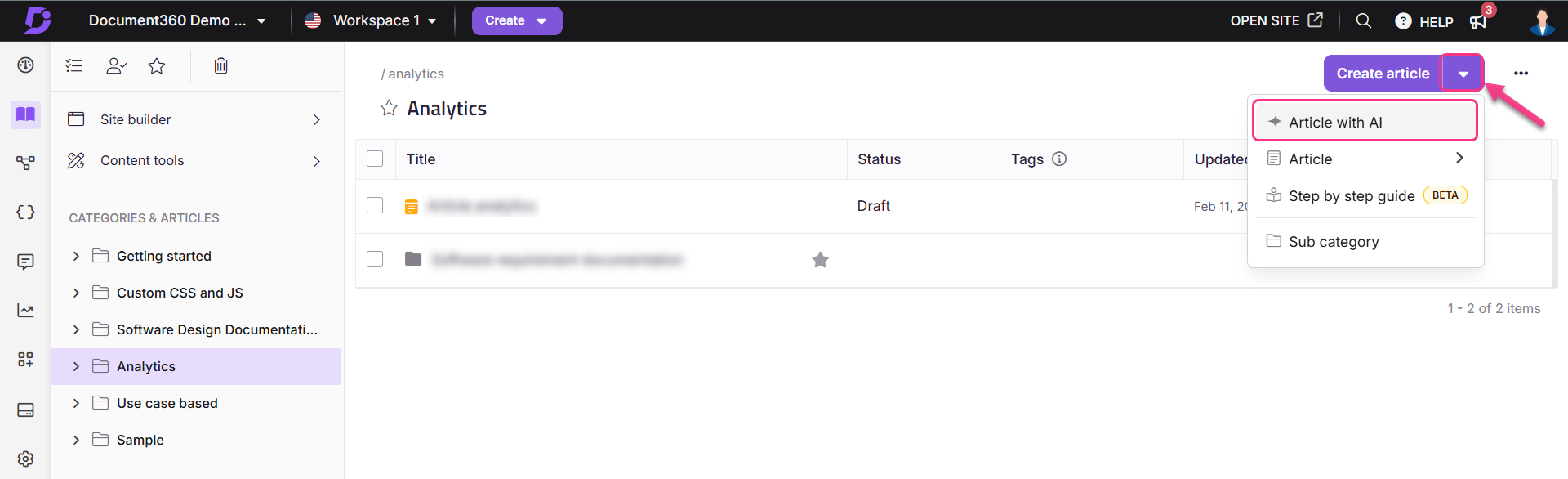 Accessing AI writing agent