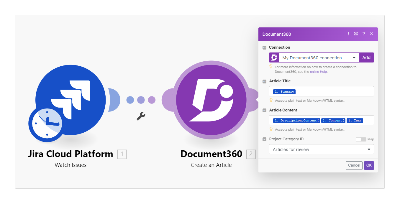 How to integrate Jira with Knowledge base | Document360