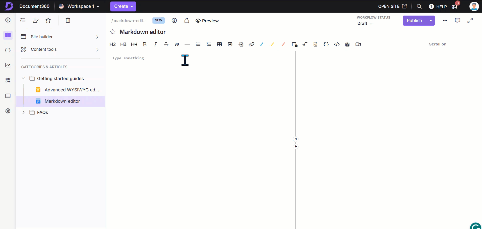 Adding files in the Markdown editor